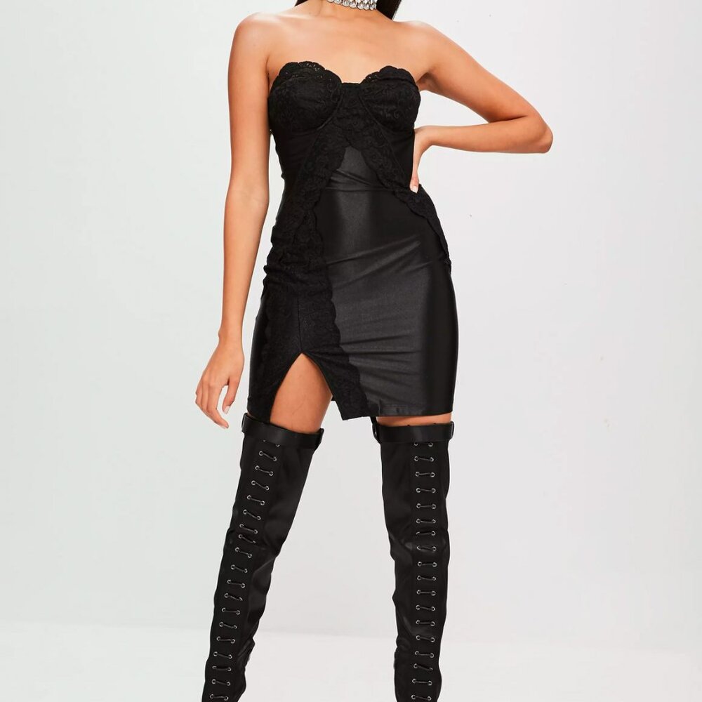 Carli Bybel x Missguided Black Lace Side Mini Dress - US 0